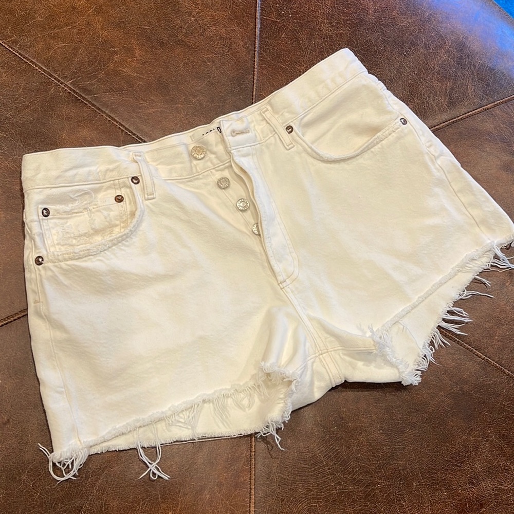 AGOLDE Parker White Denim Shorts